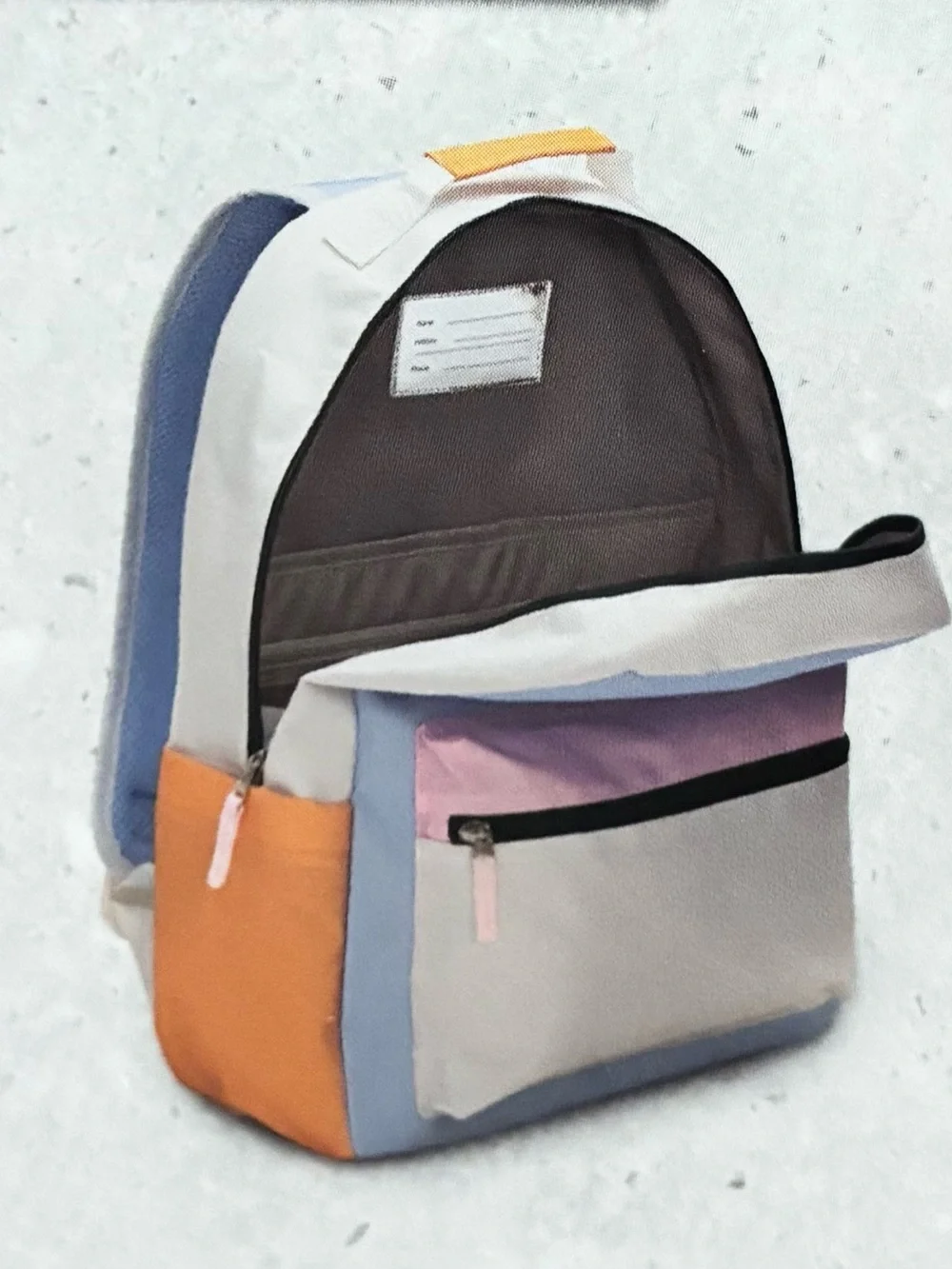 Casual Colorblock Backpack in White, Blue, Orange, Pink